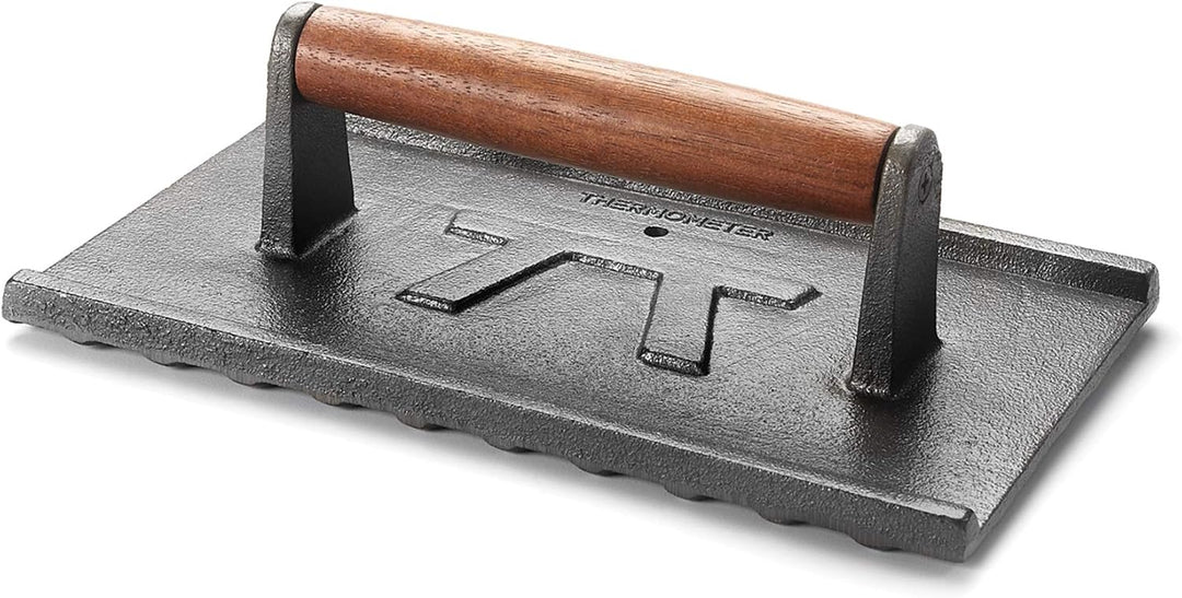 OUTSET Q173 Kochtopf aus Gusseisen, mit Silikonpinsel Rechteck Rectangle Rectangular Grill Press, Re