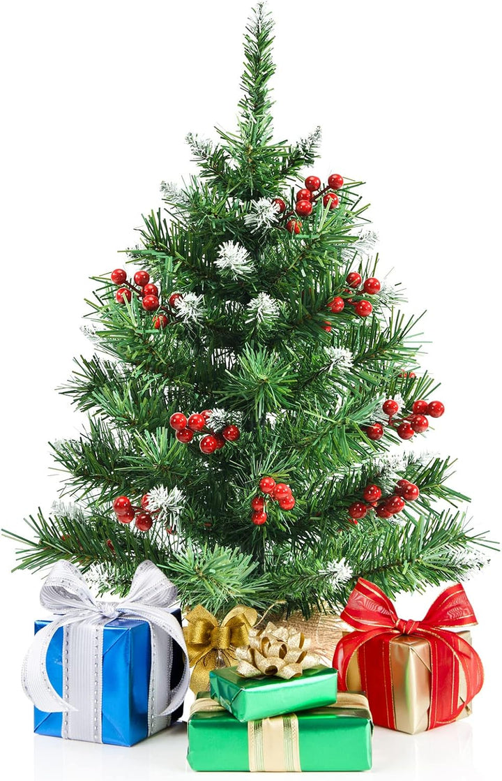 COSTWAY 60 cm Mini künstlicher Weihnachtsbaum, Kleiner Tannenbaum, Tisch-Christbaum mit 76 Spitzen,
