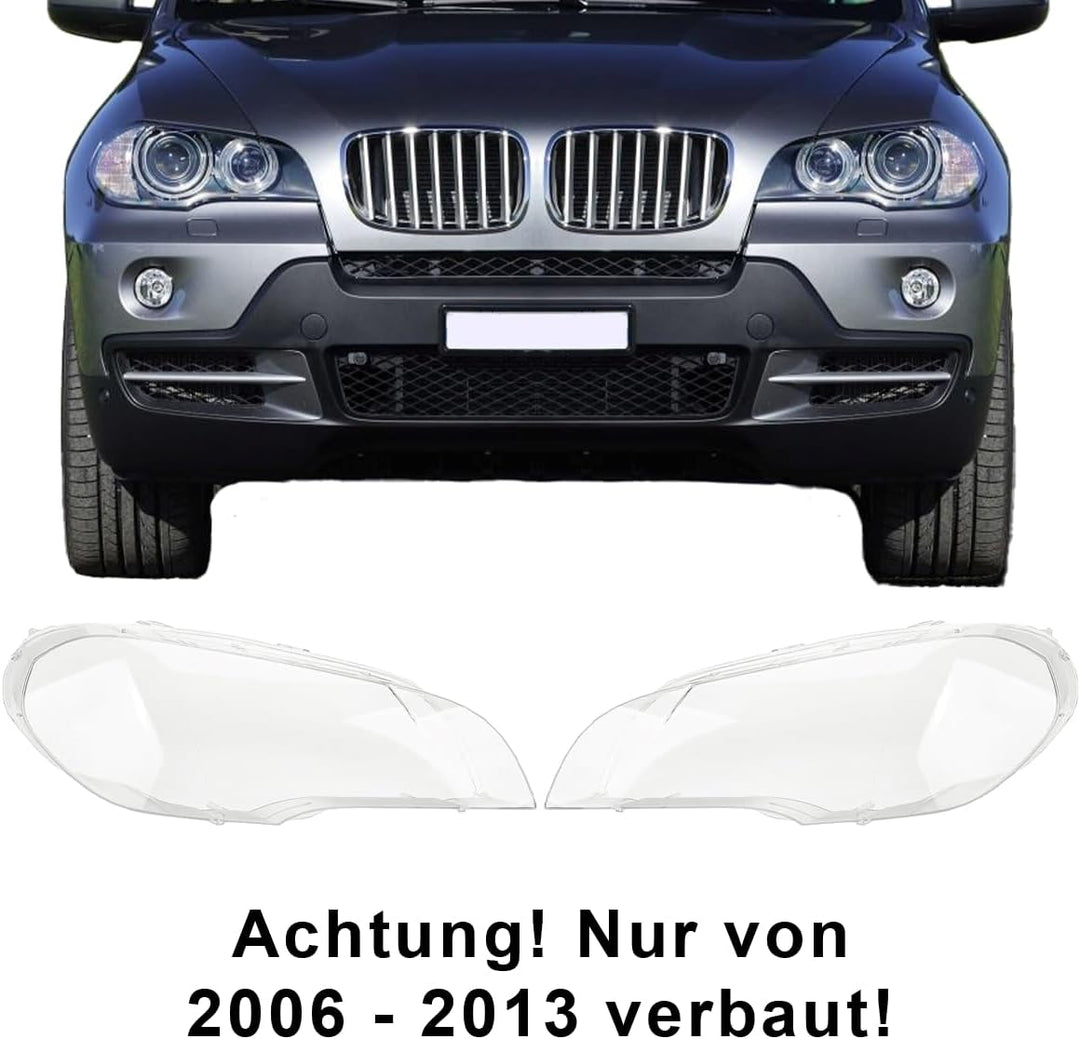LST Scheinwerferglas Streuscheibe Frontlicht Abdeckung links kompatibel mit BMW X5 E70 2006-2013