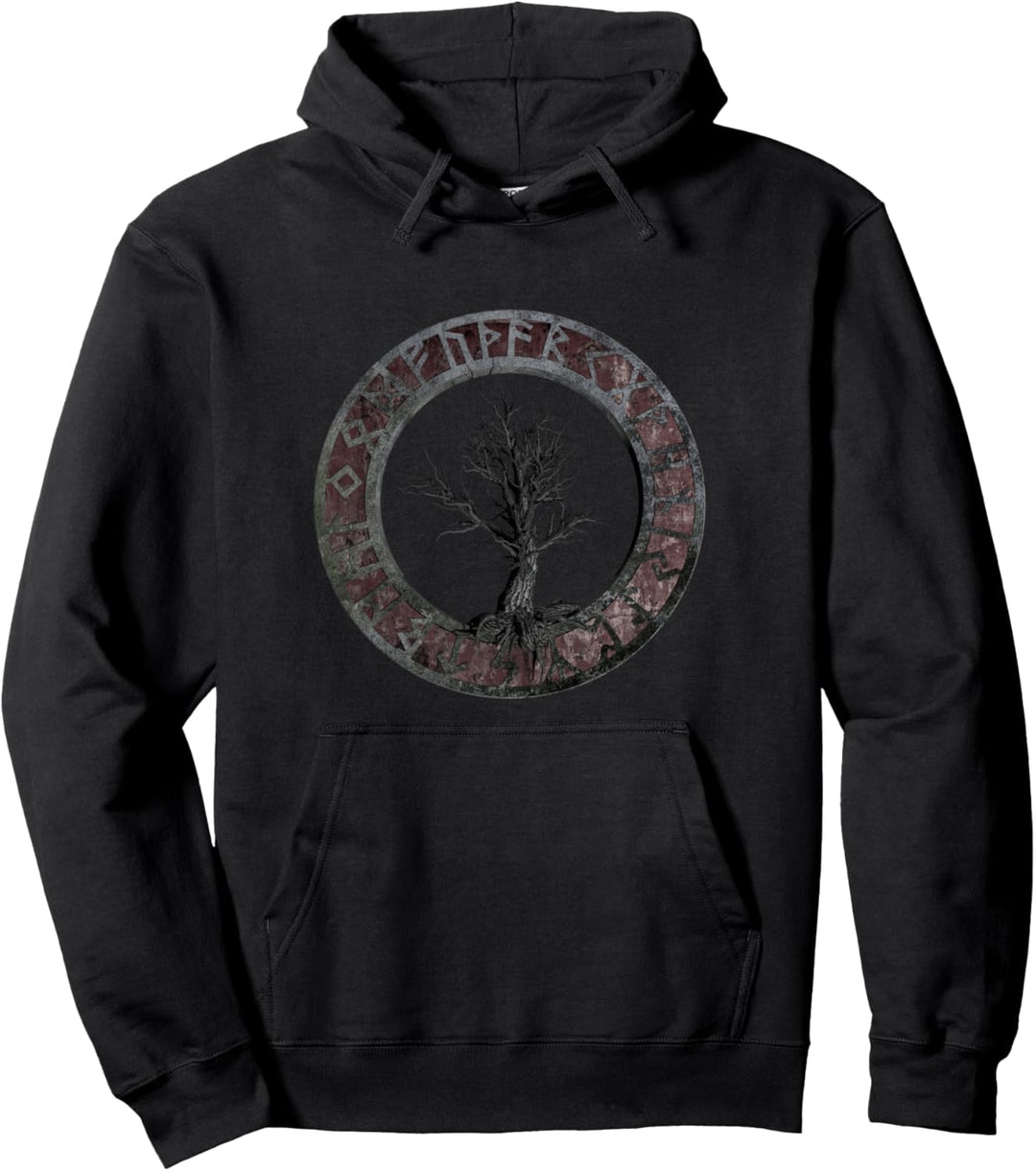 Weltenesche Yggdrasil Irminsul Vegvisir Wikinger Runen Pagan Pullover Hoodie