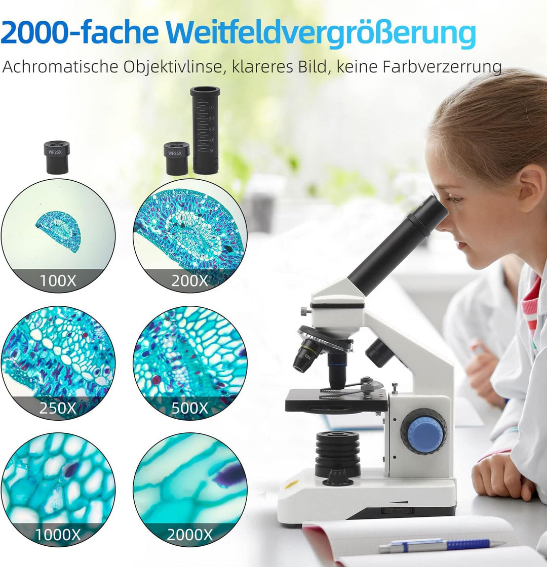 SWIFT Einsteiger Mikroskop Set für Kinder 80X-2000X Vergrösserung Monokular Verbundmikroskop mit Han