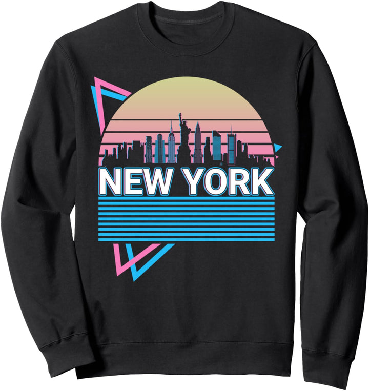 New York City Skyline Stadtbild Retro Sweatshirt