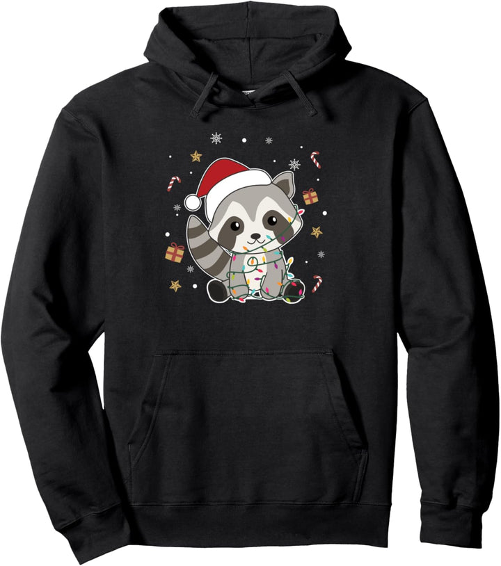 Waschbär Weihnachten weihnachtstiere Lichterkette Waschbären Pullover Hoodie