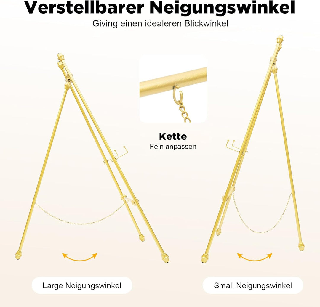 2 Stücke Staffelei Ständer Staffelei Display Ständer für Hochzeitsschild & Poster, Goldene Display-H