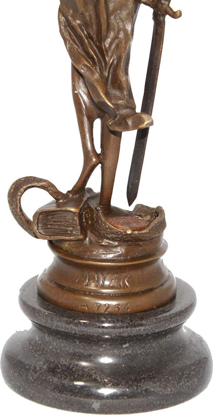 Antik 2000 Bronzeskulptur Justitia Göttin der Gerechtigkeit Bronzefigur Handarbeit Signiert