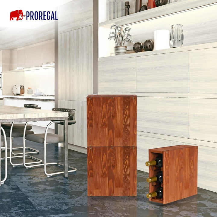 PROREGAL Modulares Weinregal VINCELLAR MOD | HxBxT 30x12x30cm | Schmal Modul für 3 Flaschen | Massiv