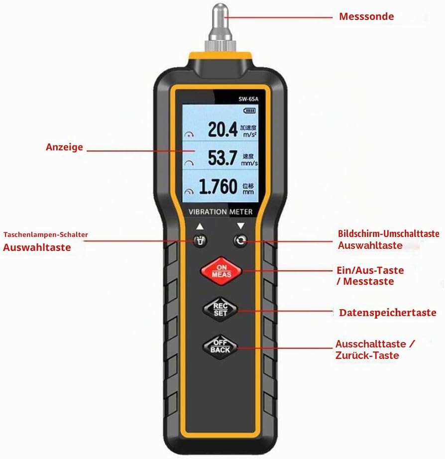 Vibrationsmessgerät, SW-65A Digitaler Vibrationsmessgerät-Tester Handheld-Vibrationsmessgerät-Tester
