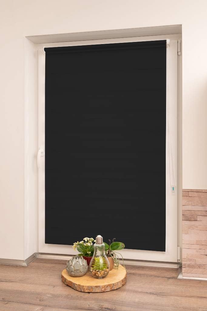 K-home Klemmfix Doppelrollo Madrid ohne Bohren Schwarz 75 x 150 cm (B x L) Schwarz 75x150 cm (B x L)