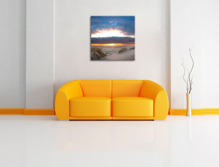 Pixxprint Ruhige Sanddüne an der Nordsee, Format: 70x70 auf Leinwand, 70x70