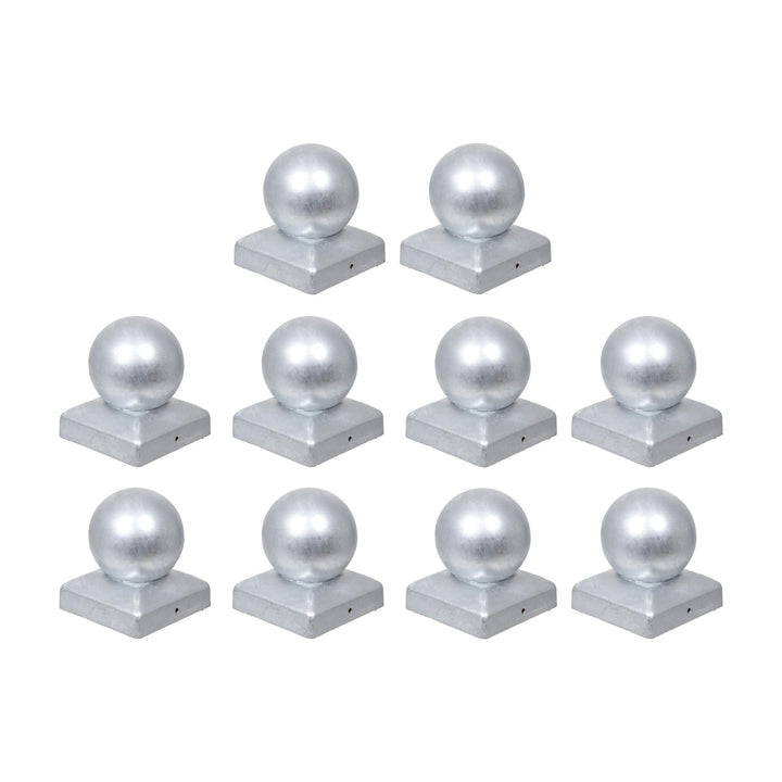 h2i Pfostenkappe Kugel | Stahl verzinkt | 101 x 101 mm | 10 Stück | Eckige Abdeckkappe für Garten Ho
