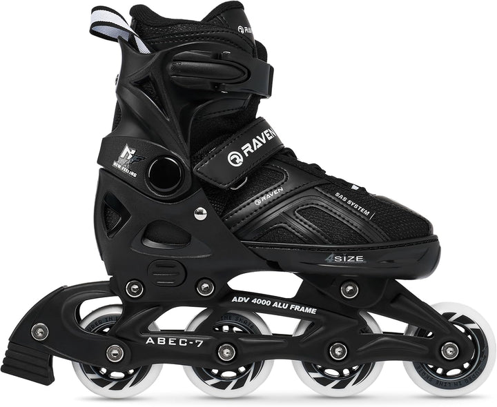 Raven Pulse Black/Mint 2in1 Verstellbare Schlittschuhe und Inline Skates - Inliner für Kinder und Er