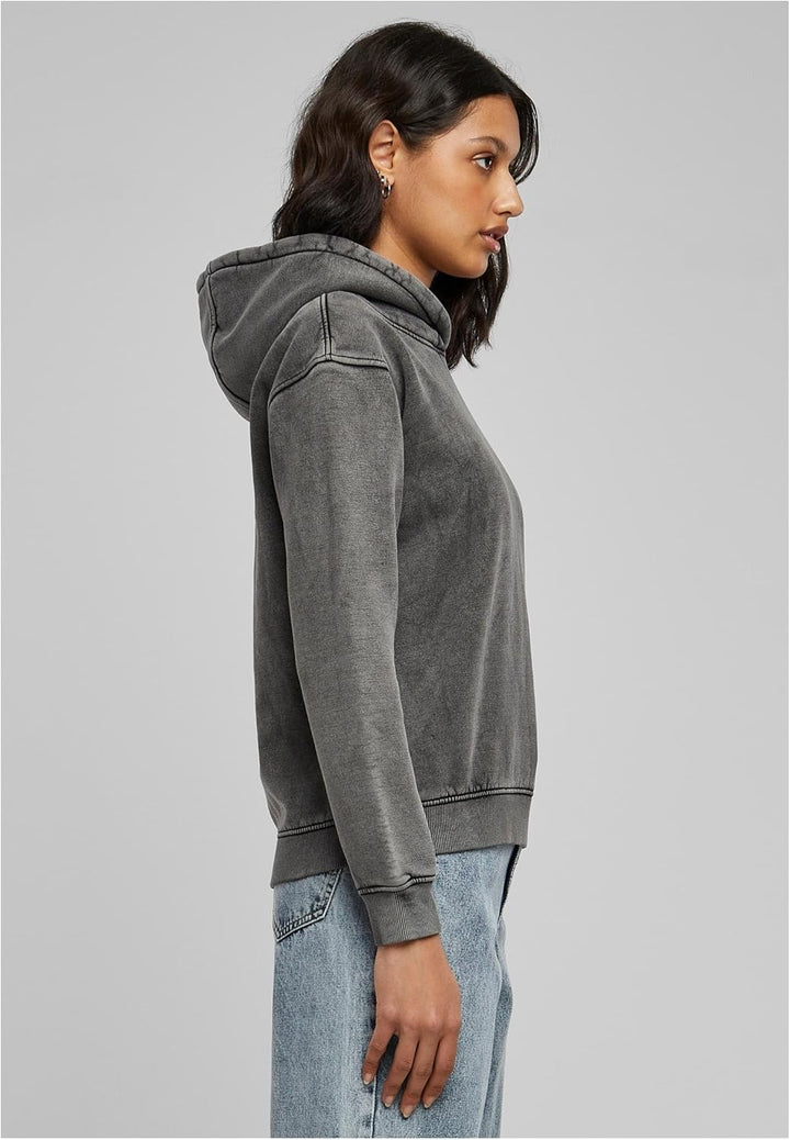 Urban Classics Damen Ladies Stone Washed Hoody S Schwarz, S Schwarz