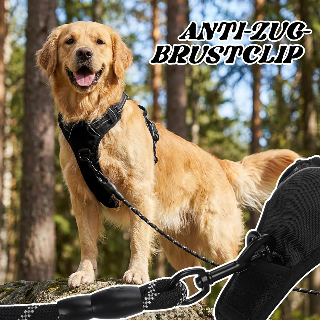 Funfox Hundegeschirr Grosse Hunde, Anti Zug Brustgeschirr Verstellbares Geschirr Hund, Antiziehgesch