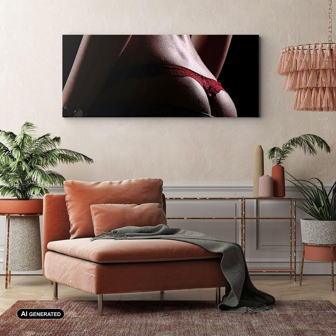 Wandbilder Dekoration Wohnzimmer Frau Körper String Panorama Bilder auf Leinwand 120x50cm Leinwandbi