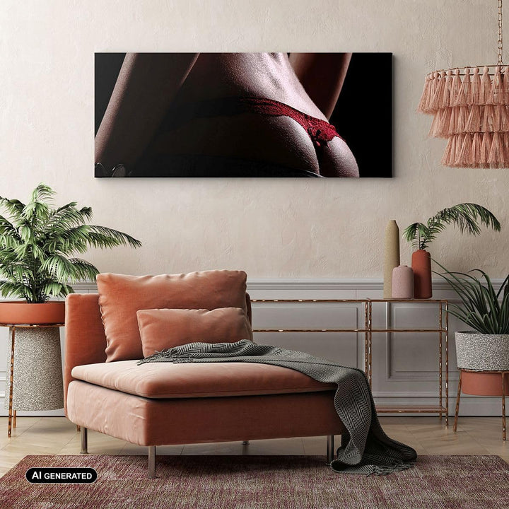 Wandbilder Dekoration Wohnzimmer Frau Körper String Panorama Bilder auf Leinwand 120x50cm Leinwandbi