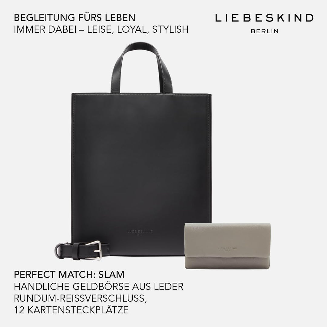 Liebeskind Berlin Paperbag Tote M – Paperbag Tasche aus Leder mit Jacquard-Schultergurt & Logodetail