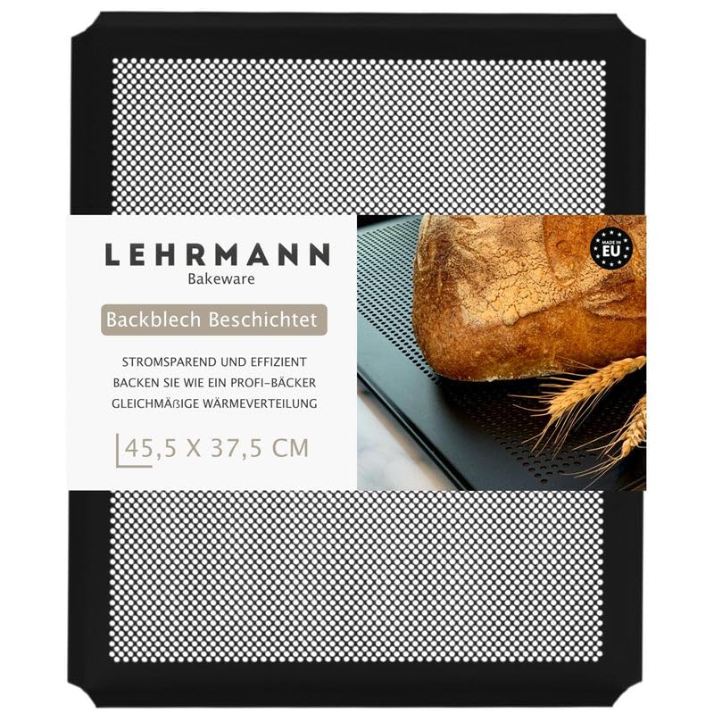LEHRMANN Lochblech 45,5 x 37,5 cm mit Antihaftbeschichtung Backblech Kuchenblech Baguetteblech Pizza