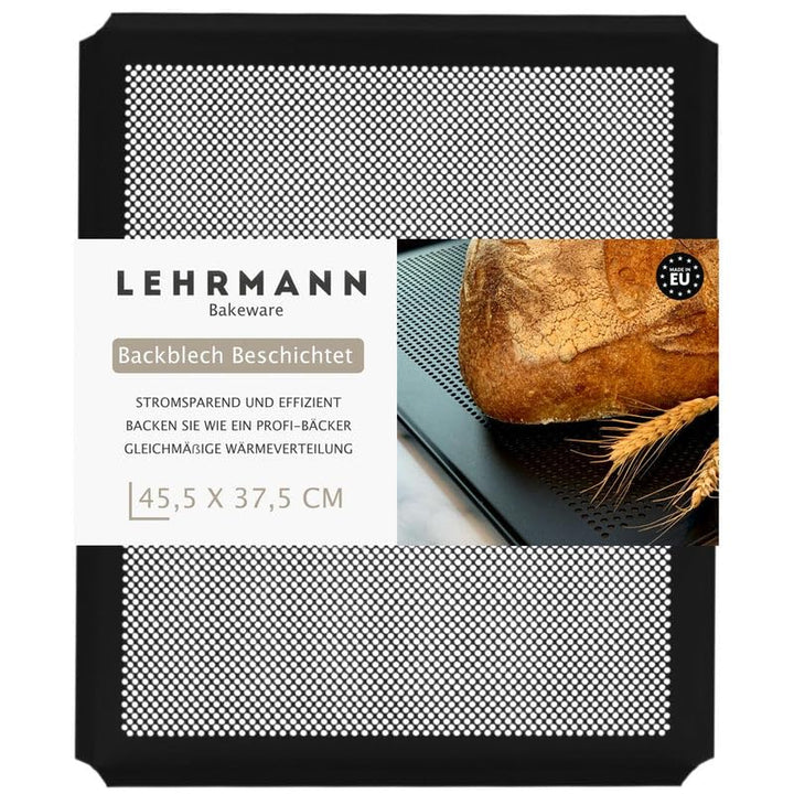 LEHRMANN Lochblech 45,5 x 37,5 cm mit Antihaftbeschichtung Backblech Kuchenblech Baguetteblech Pizza
