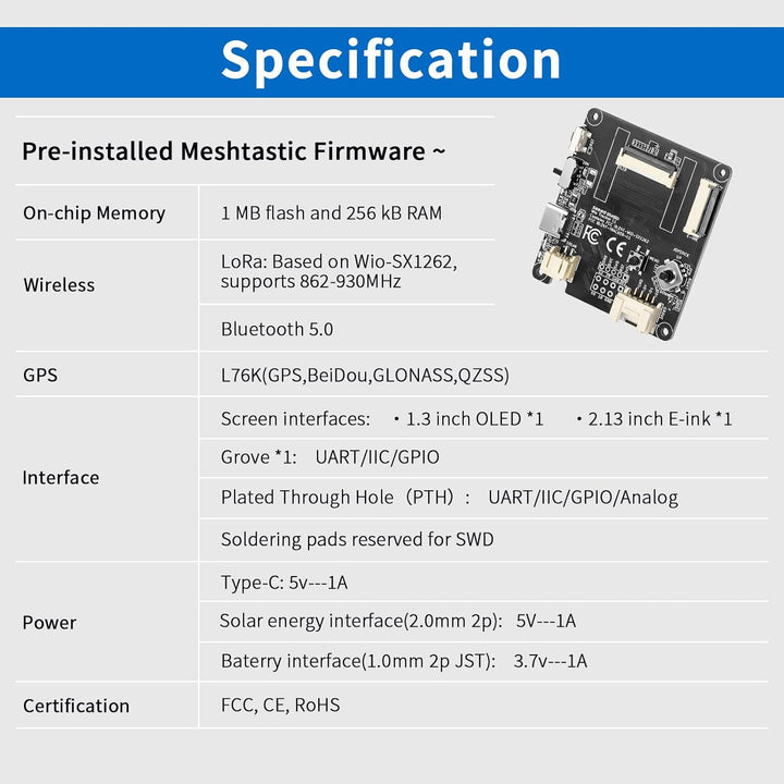 Wio Tracker L1 Lite Entwicklungsboard, SX1262 nRF52840 Modul für Ar duino Meshtastic LoRa, BLE 5.0 G