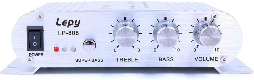 LP-808 Tragbarer 12-V-MiNi-HiFi-Verstärker mit 3-A-Netzteil für Autotelefon zu Hause - Silber