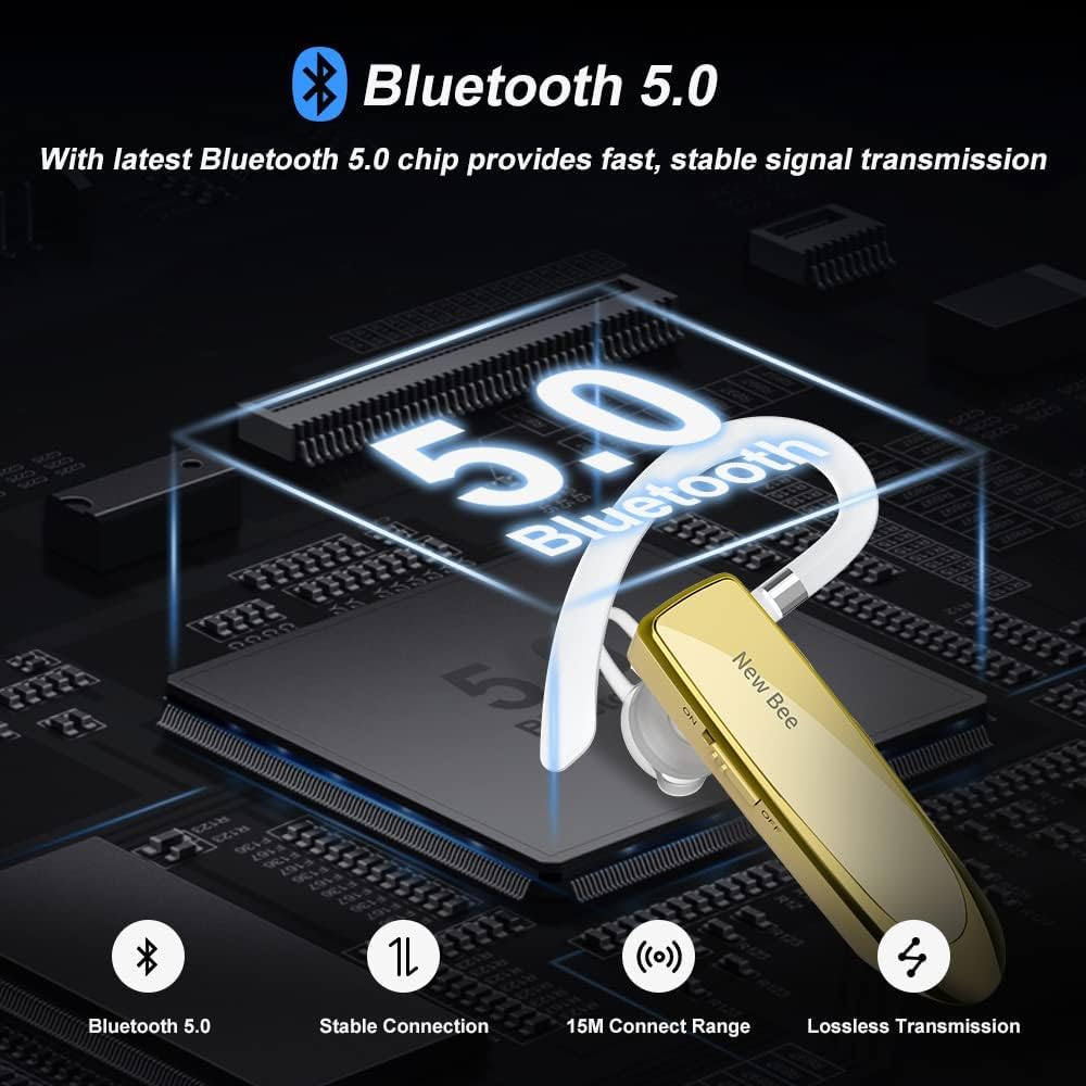 New Bee Bluetooth Headset Wireless Freisprech Telefon Bluetooth-Headset mit Mikrofon für iPhone Sams