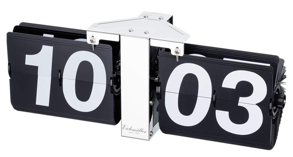 Eichmüller since 1950 Deko Flip Uhr - Tischuhr - Silber schwarz