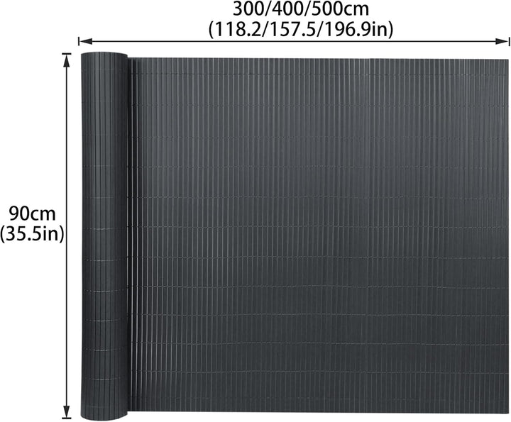 PVC Sichtschutzmatte Sichtschutzzaun 90x1000CM, Anthrazit, Outdoor Sichtschutz mit verstärkten Lamel