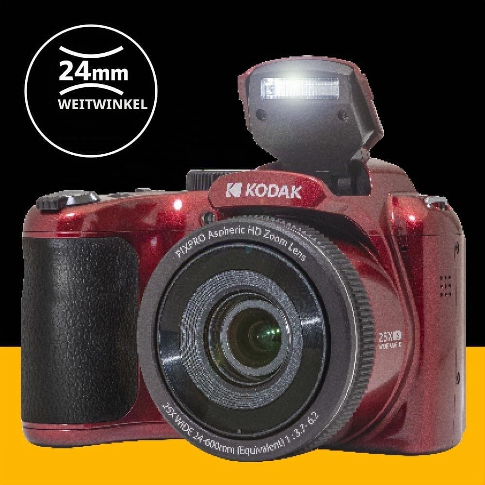 KODAK PIXPRO Astro Zoom AZ255-RD 16MP Digitalkamera mit 25-fachem optischen Zoom, 24 mm Weitwinkel,