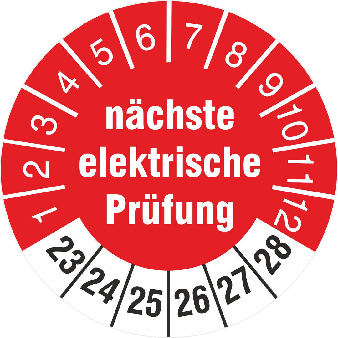 200 Stück nächste elektrische Prüfung 18 mm Prüfplaketten Prüfetiketten auf Rolle türkis 2023-2028 2