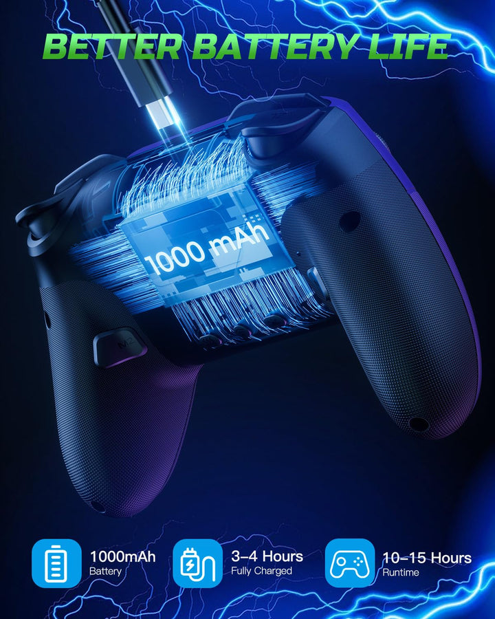 VOYEE Switch Controllers kompatibel mit Switch/Lite/OLED/Windows, 1000mAh Programmierbar RGB Blitz L