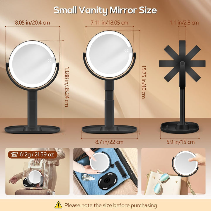 B Beauty Planet Beleuchteter Makeup Spiegel 30X Vergrösserungsspiegel mit 3 Farblicht, dimmbare LED