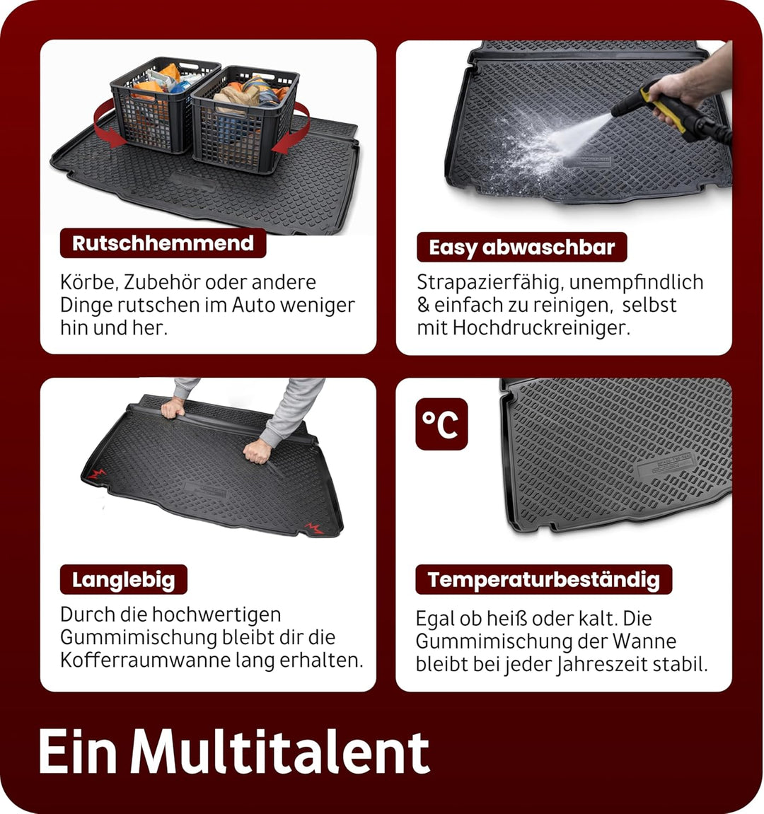 Recambo Kofferraumwanne passend für FIAT 500 | Typ 312 | ab 2007- | passgenau mit Rand