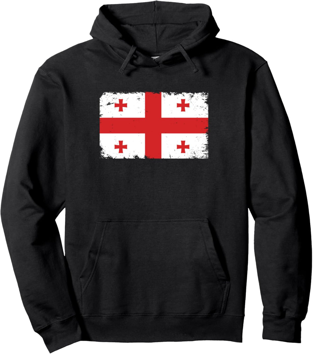 Georgia Karte mit Herzschlag Vintage Flagge Georgien Pullover Hoodie
