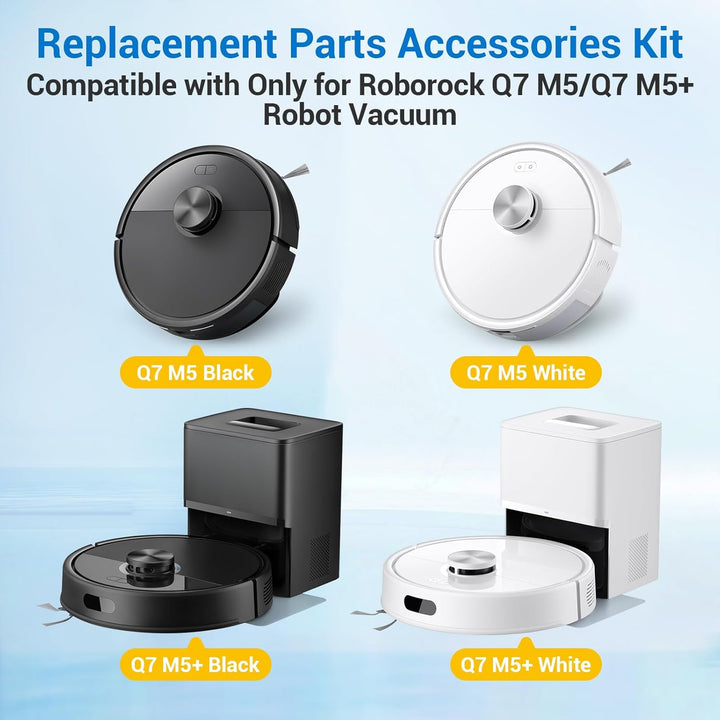 28 Stück Zubehör für Roborock Q7 L5+, Q7 M5 Saugroboter Ersatzteile, 2 Hauptbürsten, 6 HEPA-Filter,