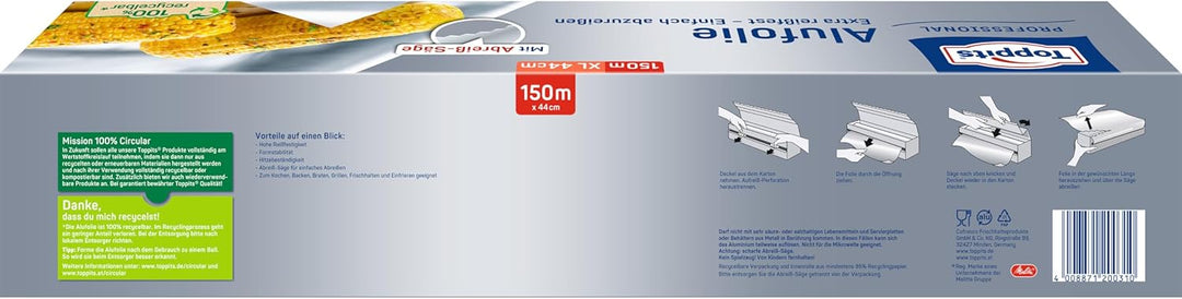 Toppits Alufolie 150 m extrabreit, 1er Pack (1 x 1 Stück)