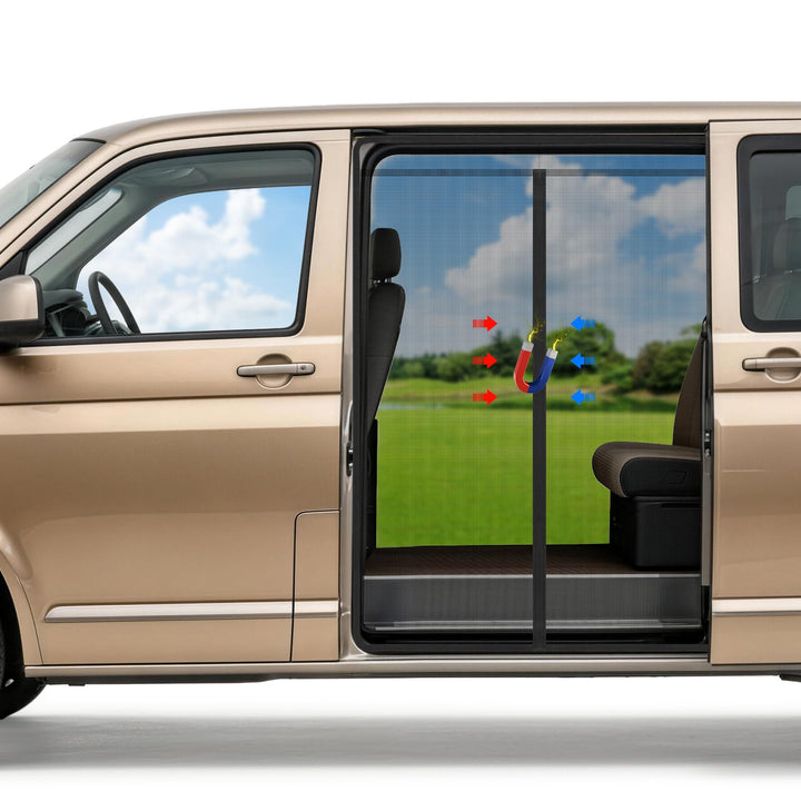 Moskitonetz Magnetisch für VW T5 T6 Schiebetür,Auto-Insektennetz & Fliegengitter mit Schattennetz, C