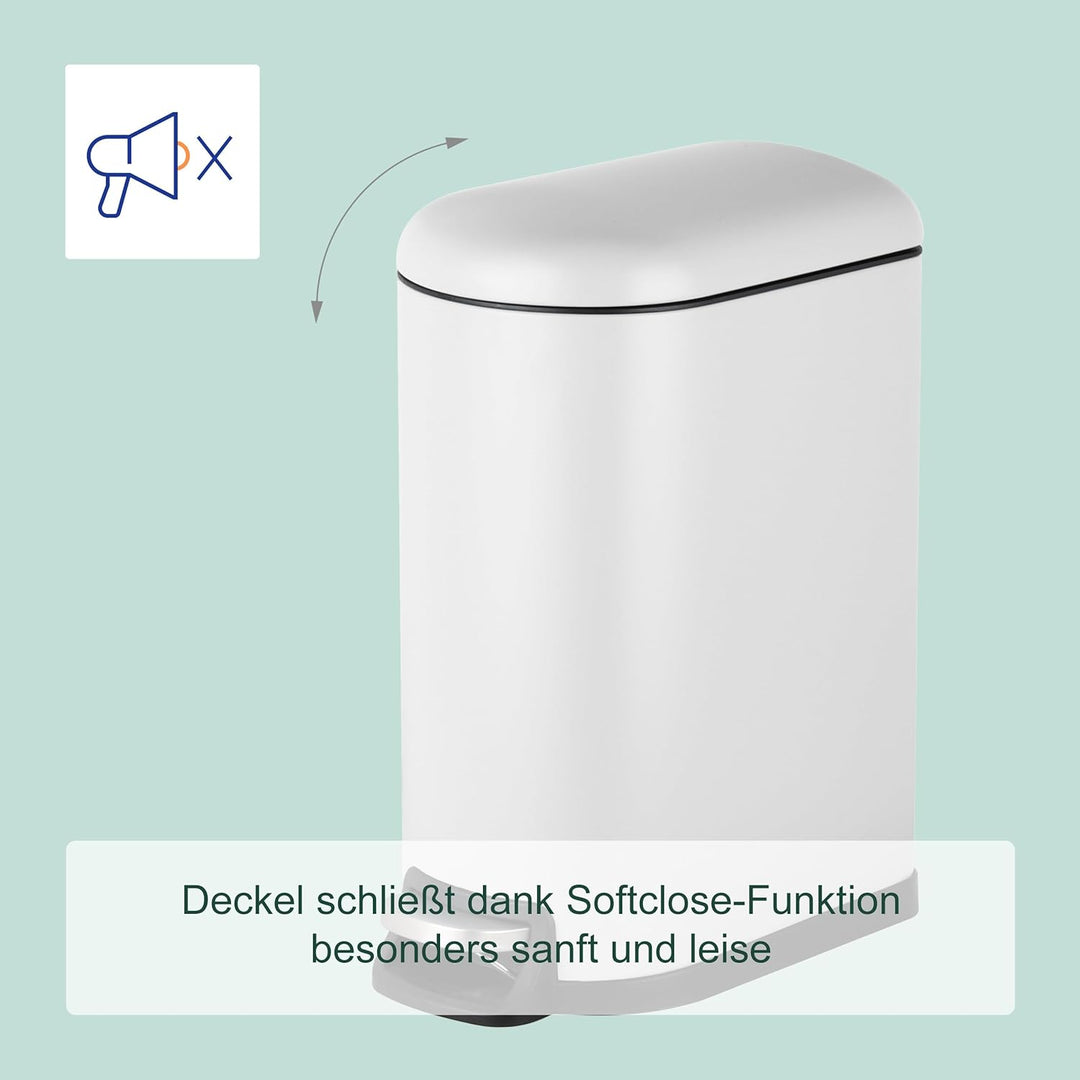 Relaxdays Mülleimer, 10 Liter, Absenkautomatik, entnehmbarer Inneneimer, Kosmetikeimer mit Deckel, B