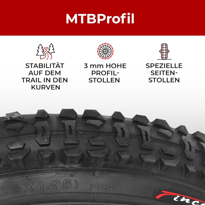 Fincci Fahrradreifen 26 x 1.95 Zoll 53-559 Faltbar 60 TPI Reifen Fahrradmantel für MTB Mountain Hybr