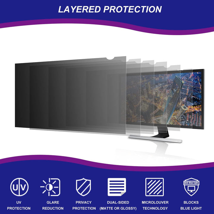 AiMok 23.6 Zoll Monitor Blickschutzfilter & Anti-Blaulichtfilter, Premium Privacy Filter, Blickschut