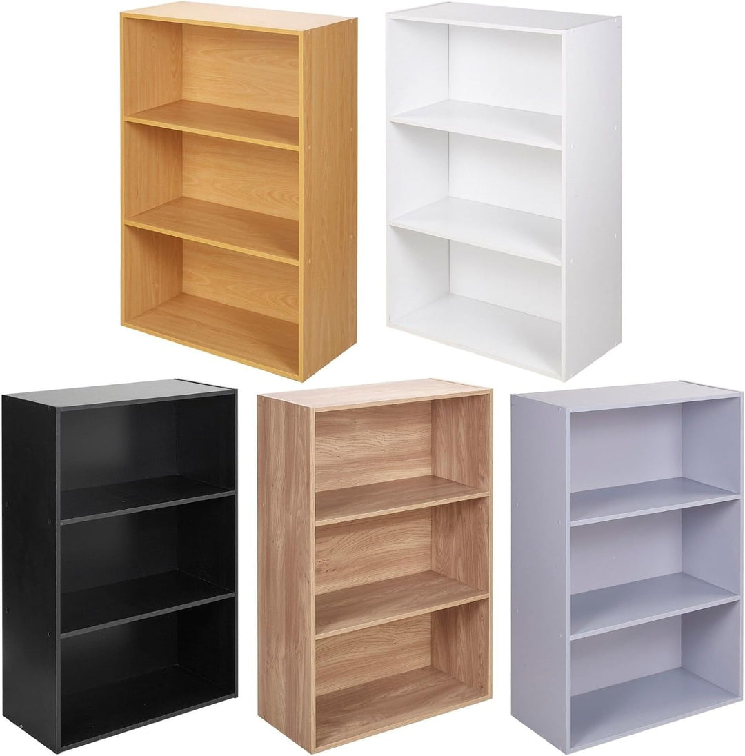 Urbnliving Breites Bücherregal aus Holz mit 3 Ebenen Modern eiche, Eiche