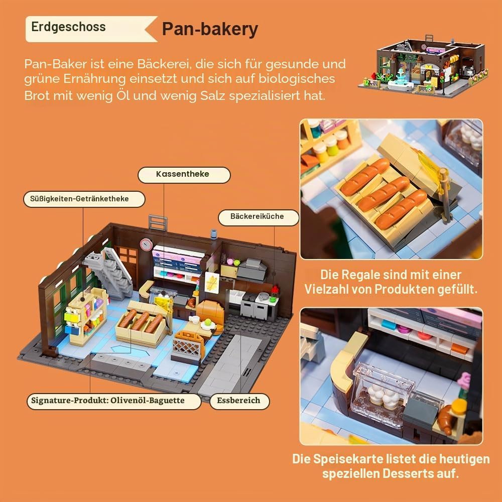 PANTASY European Bakery Building Kit-Landmark Construction Set for Adults &amp; Teens, Featuring a Baker