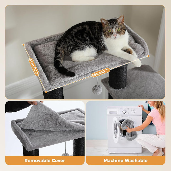 PAWZ Road Kratzbaum Grosse Katzen stabil mit Mehreren Ebenen, Hängematte, 13 Sisalpfosten(φ11cm), Gr