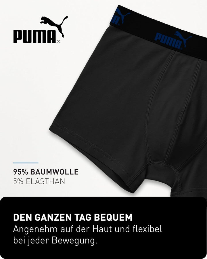 PUMA Boxershort 6er Pack Herren Basic Black Limited Edition Black-blue-yellow-new S, Black-blue-yell