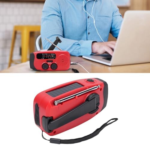 Garosa Notfall-Kurbelradio, 2000 MAh, Solar-Powerbank mit LED-Taschenlampe und NOAA-Wetterwarnung fü