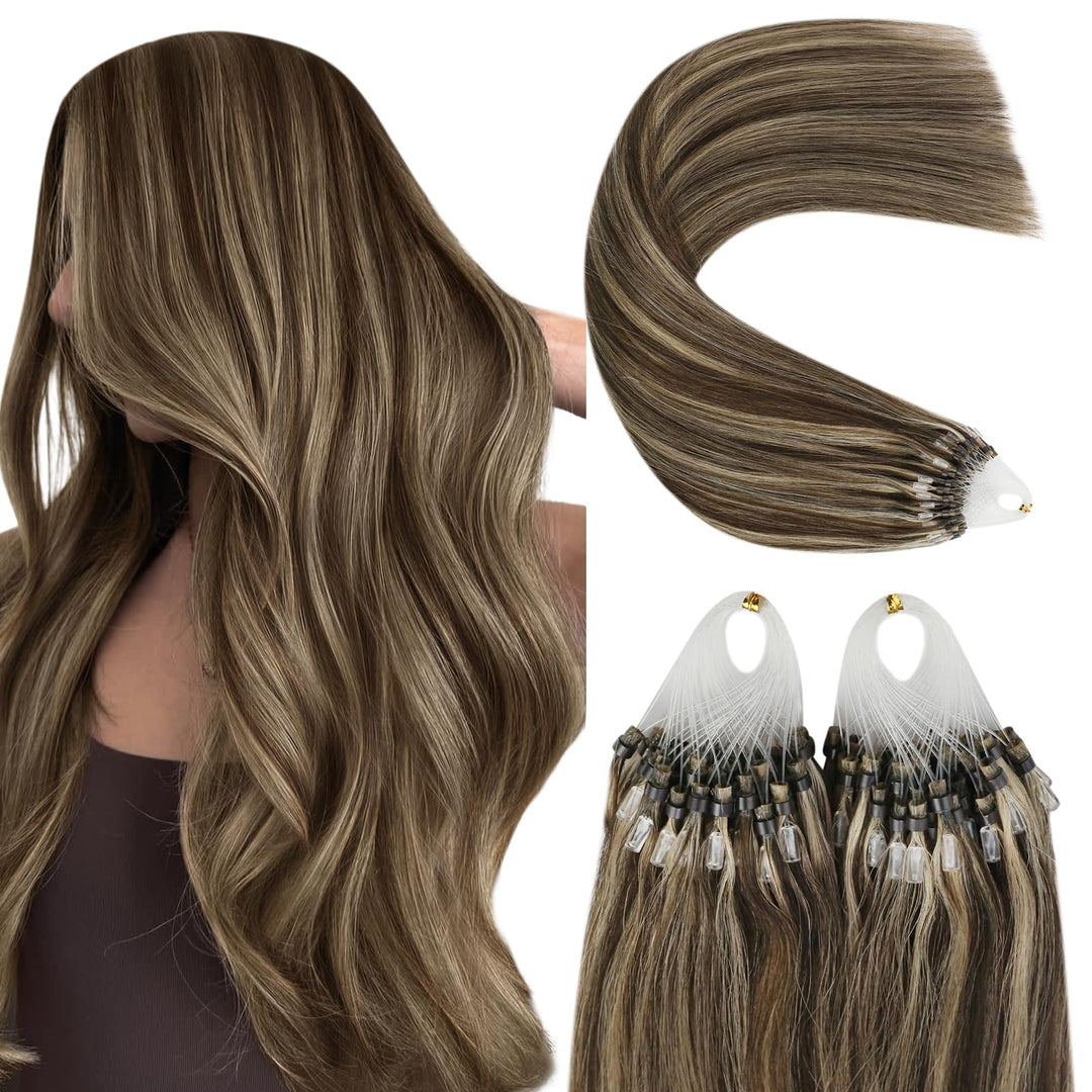 YoungSee Microring Extensions Braun 45cm Microring Extensions Echthaar 1g Microring Echthaar Dunkelb