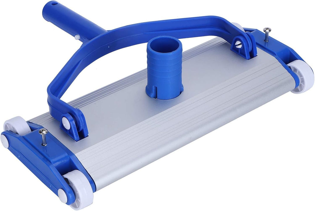 SIQUA Aluminium-Poolreiniger mit Vier Rädern und Schleppbürste, Anschluss an Ø38 mm Saugschlauch, Lä