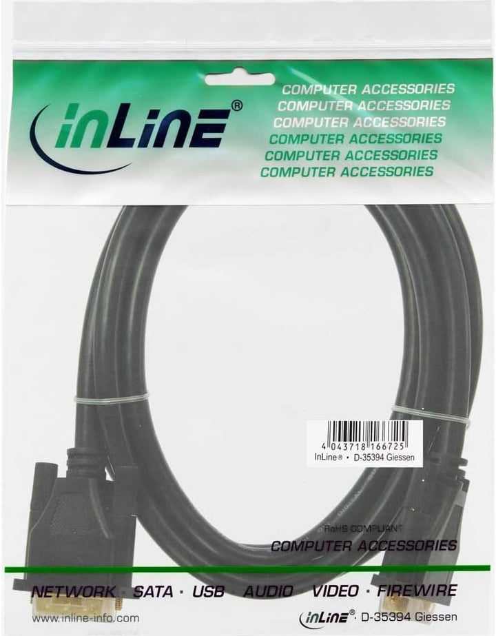 InLine 17775P DVI-D Anschlusskabel Premium, digital 24+1 Stecker / Stecker, Dual Link, 5m