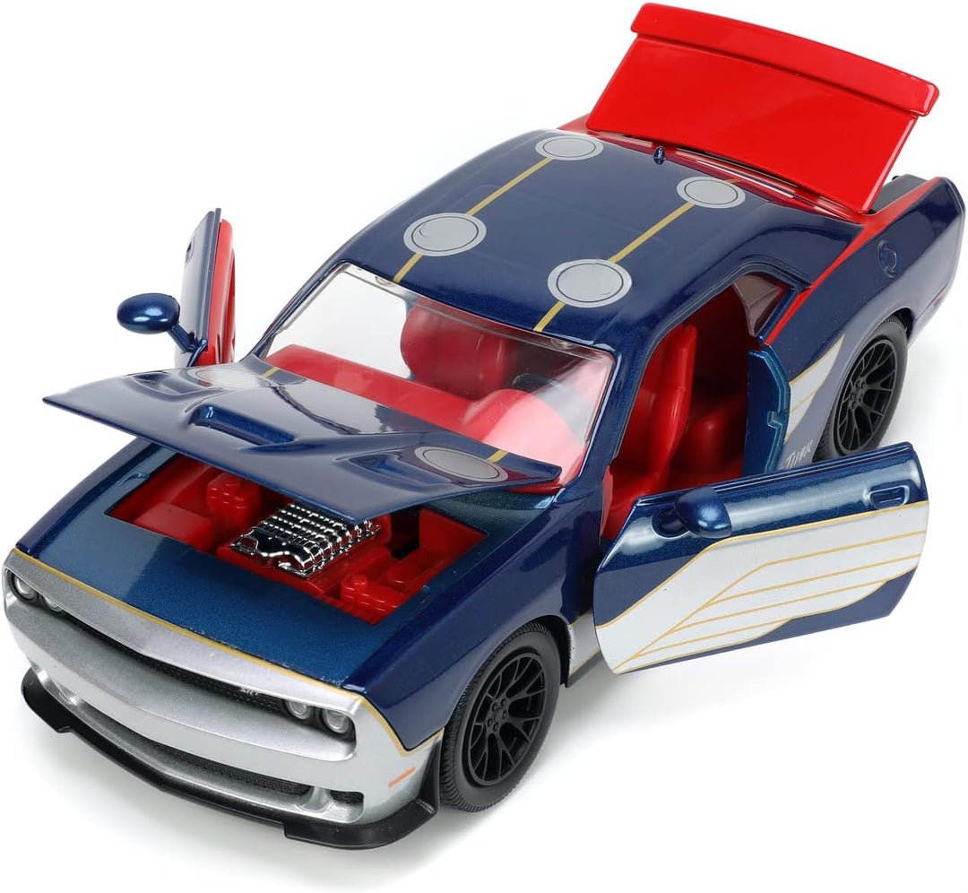Jada Toys Marvel Figur Thor mit Modellauto 2015er Dodge Challenger SRT8 Hellcat - Set aus Marvel Ave