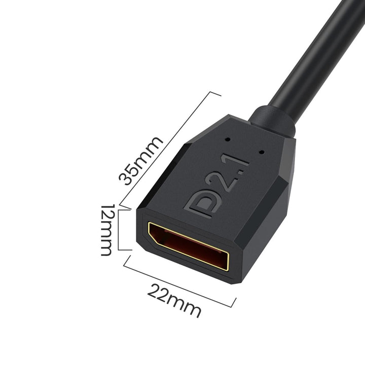 52Gbps DisplayPort 2.1 Extender Kabel, 90 Grad Winkel DP männlich zu weiblich Extension Kabel Unters