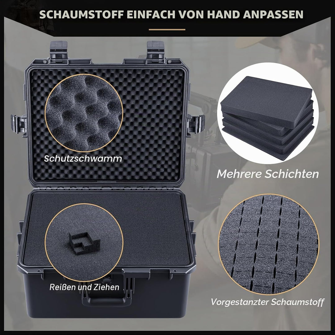 Lykus HC-4630 Wasserdicht Koffer mit anpassbar Rasterschaumstoff, Innengrösse 46x36x24 cm, Geeignet